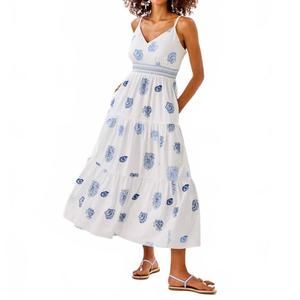 NEW LILLY PULITZER zanna embroidered cotton midi dress in resort white castaway